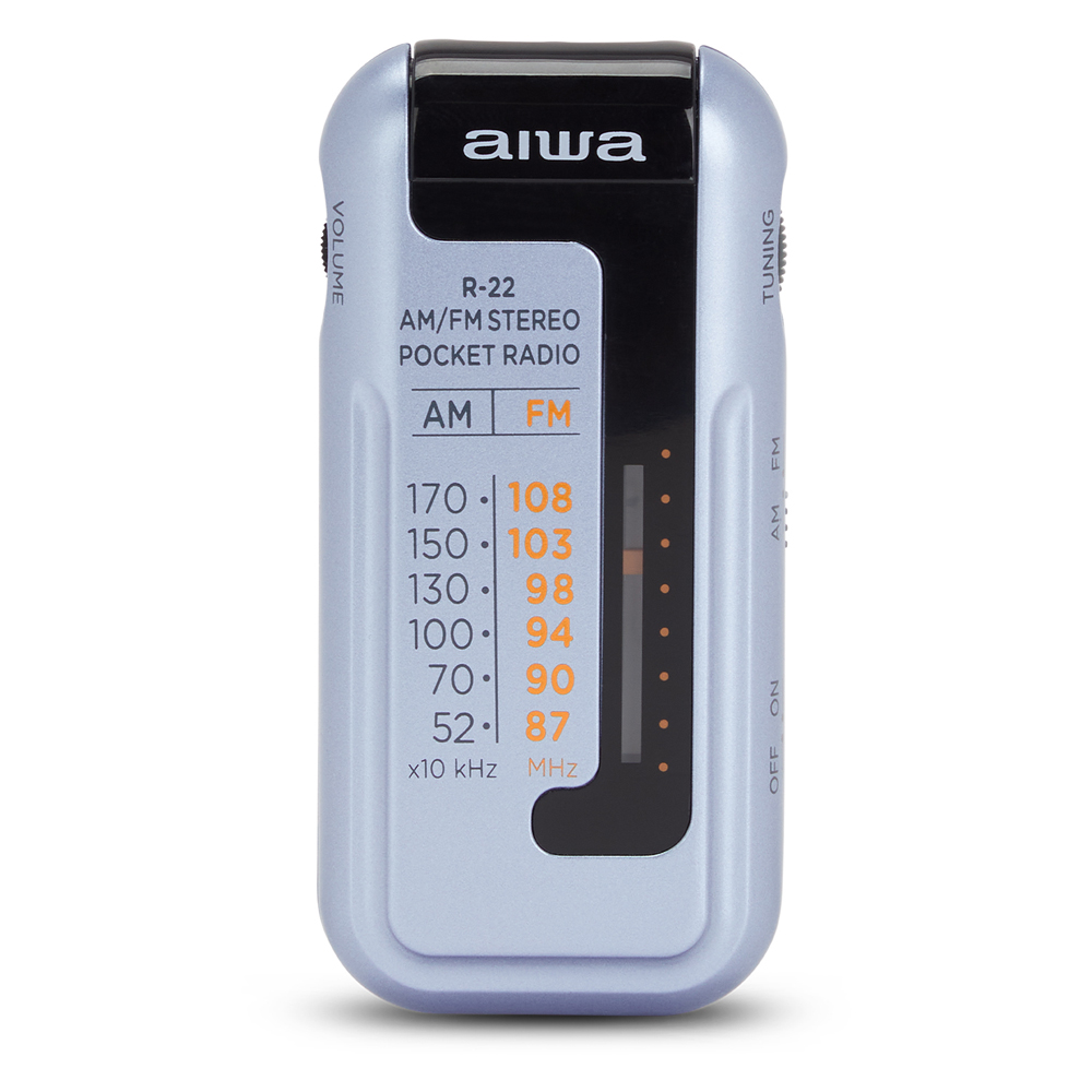 Aiwa R-22BK pocket radio with belt clip