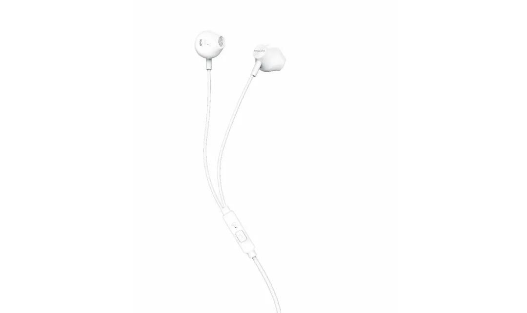 Philips TAUE101 wired earbuds with mic, white