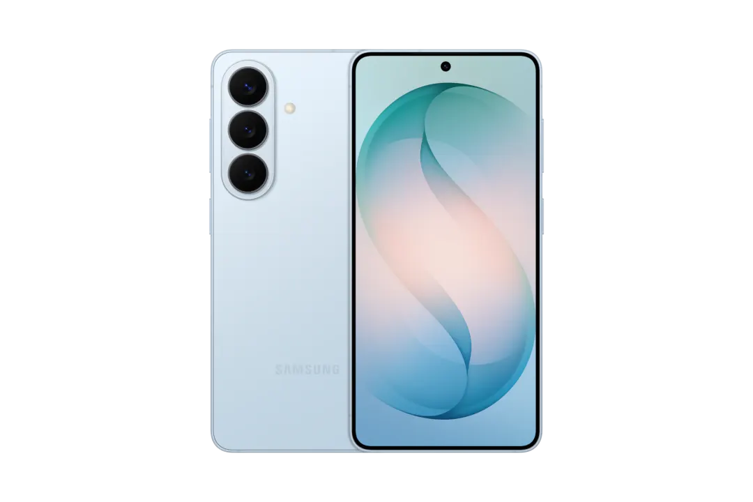 Samsung Galaxy S26 smartphone in Sky Blue