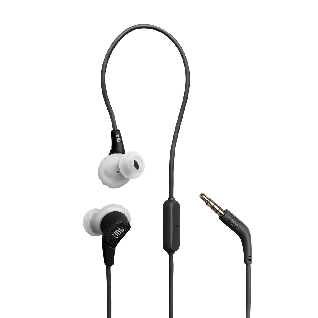 Endurance Run 3 wired earphones in black, front view